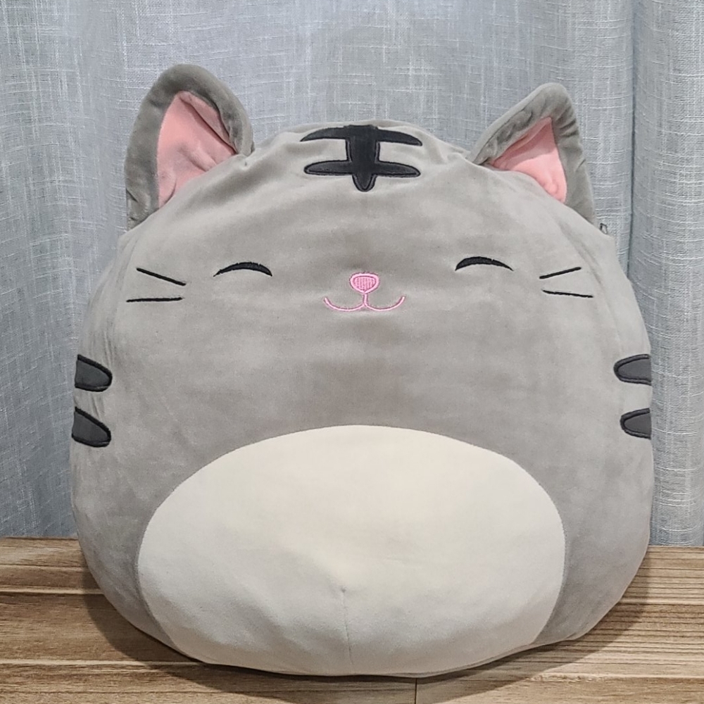 16" Squishmallow Tally the Grey Tabby Cat. Used